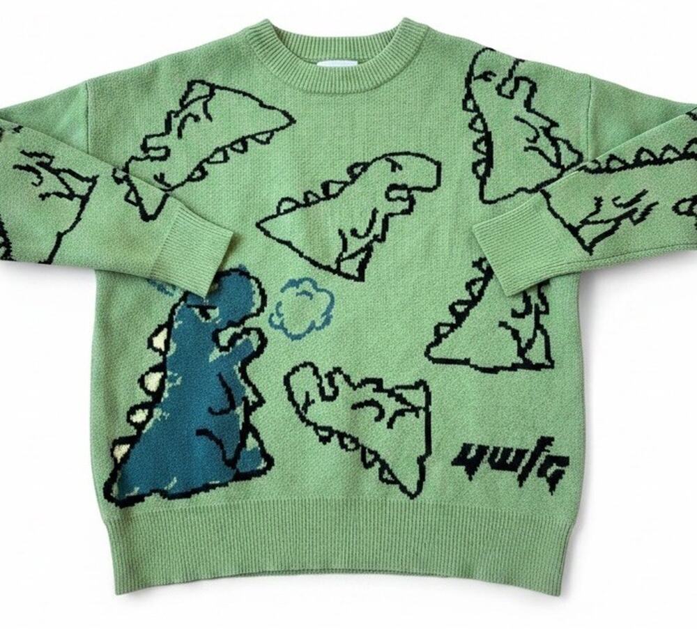 VTG Aelfric Eden Dinosaur Cartoon Sweater Teacher Grunge Retro Skater Academia M